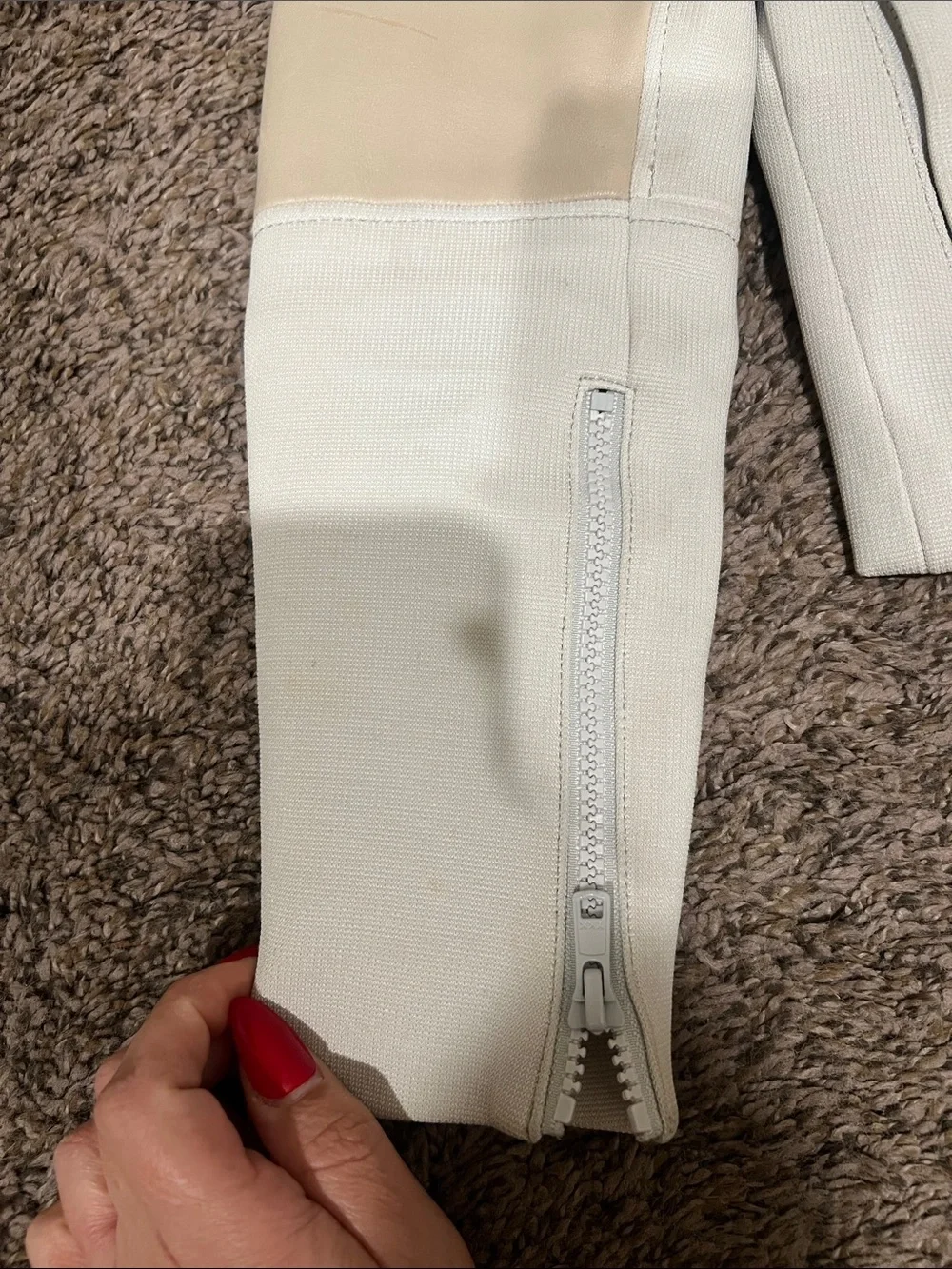 Helmut Lang Two-Tone Cream & White Leather Jacket